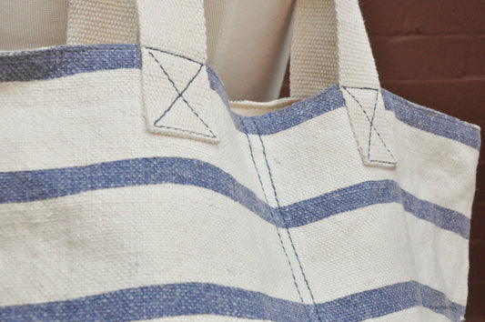 Soft Jute Kilim Bag With Capri Stripes in Blue