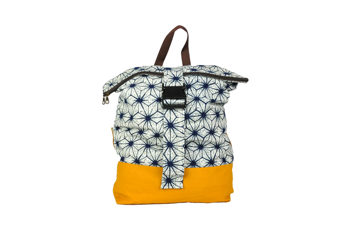 Collapsible Cotton Indigo Print Thai Backpack