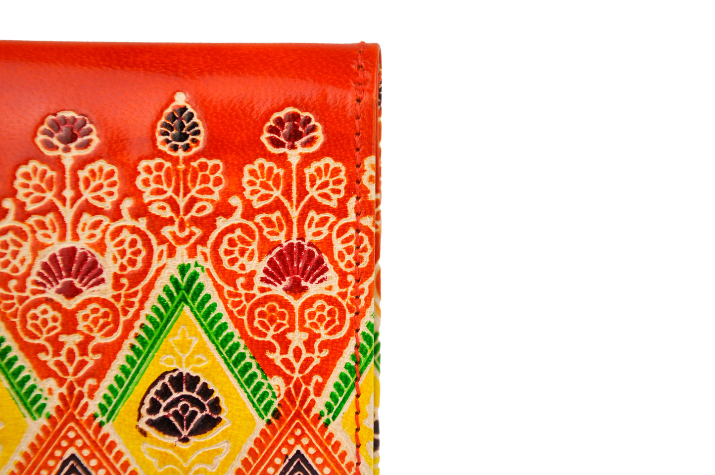 Barfi Embossed Leather Wallet – Vibrant Floral & Geometric Pattern