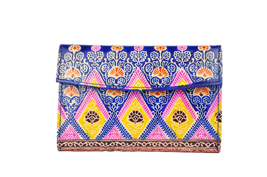 Barfi Embossed Leather Wallet – Vibrant Floral & Geometric Pattern