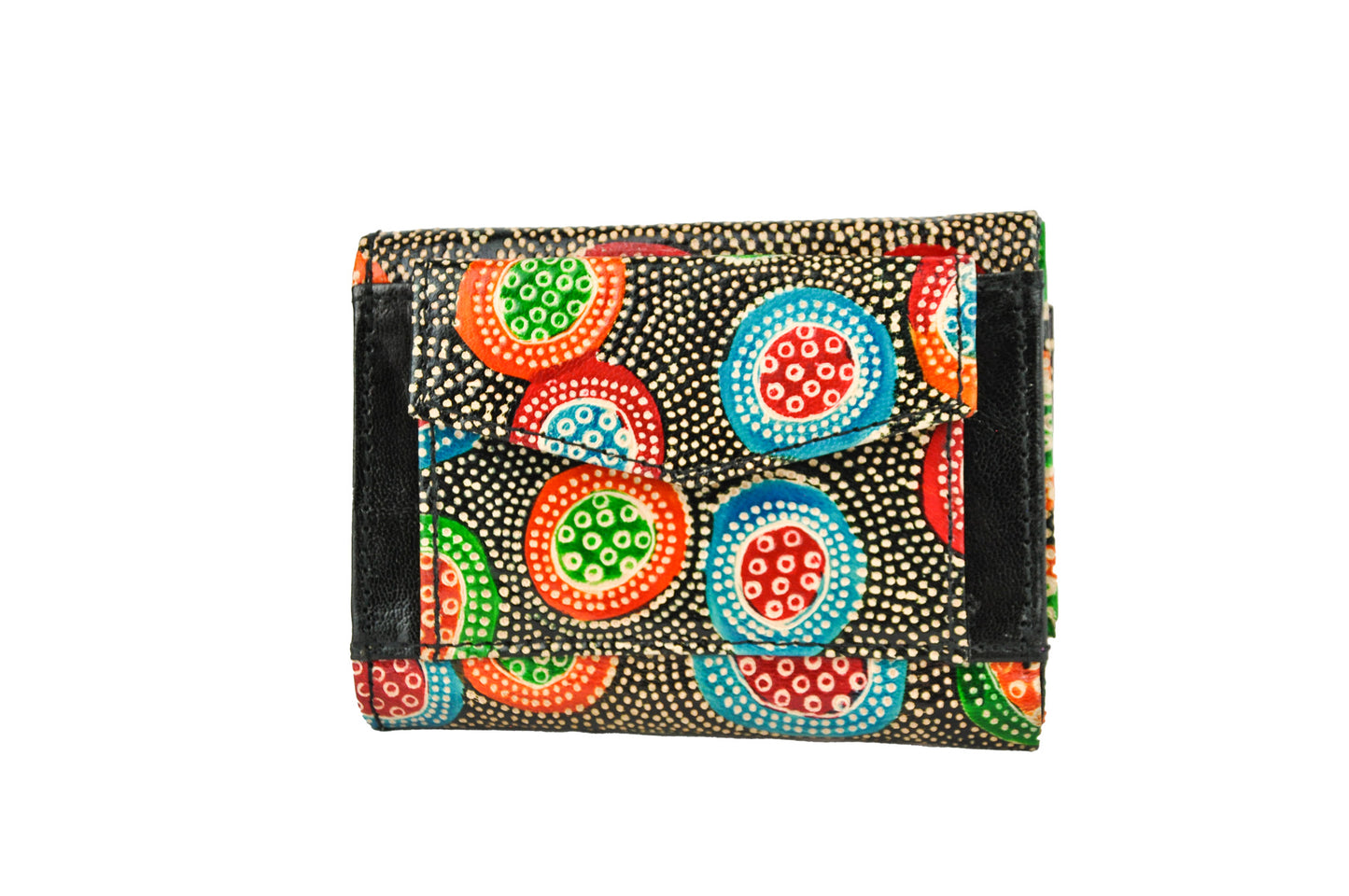 Dot Embossed Circle Trifold Small Leather Wallet