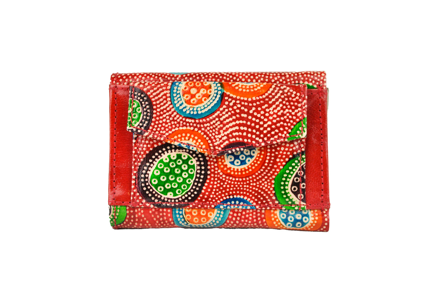 Dot Embossed Circle Trifold Small Leather Wallet