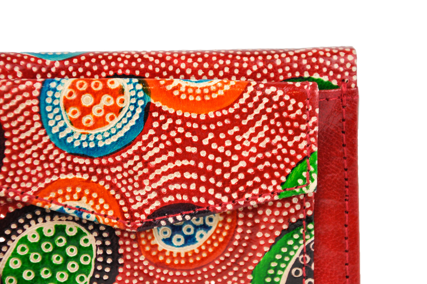 Dot Embossed Circle Trifold Small Leather Wallet