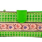 Bobby Flower Embossed Leather Wallet – Green Floral & Geometric Design