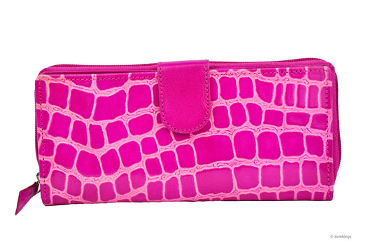 Croc-Embossed Leather Wallet