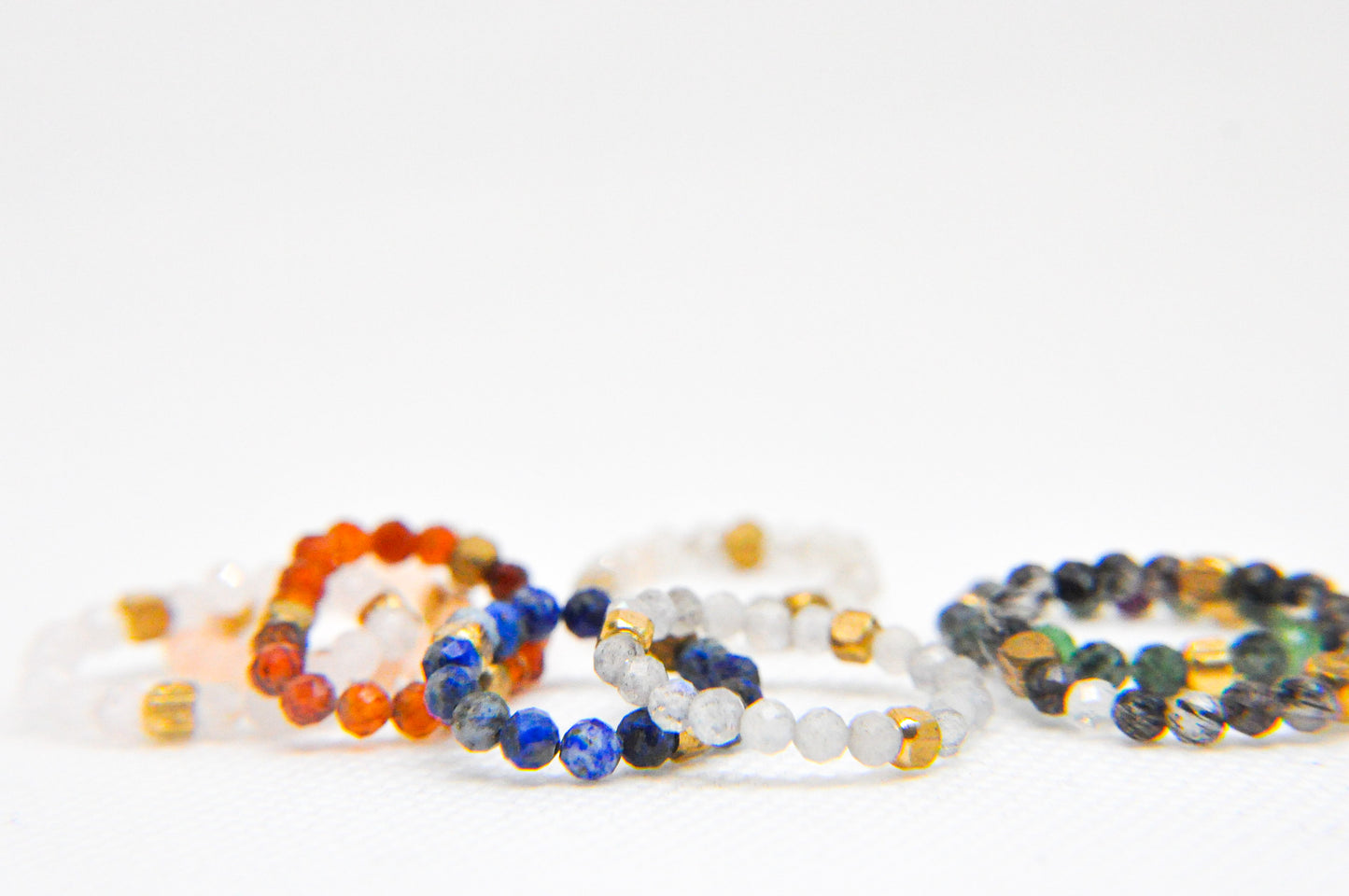 Faceted Gemstone Stretch Rings