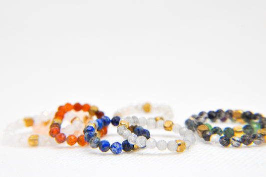 Faceted Gemstone Stretch Rings