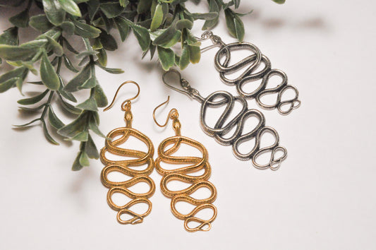 Dolly Snake Brass Dangle Earring