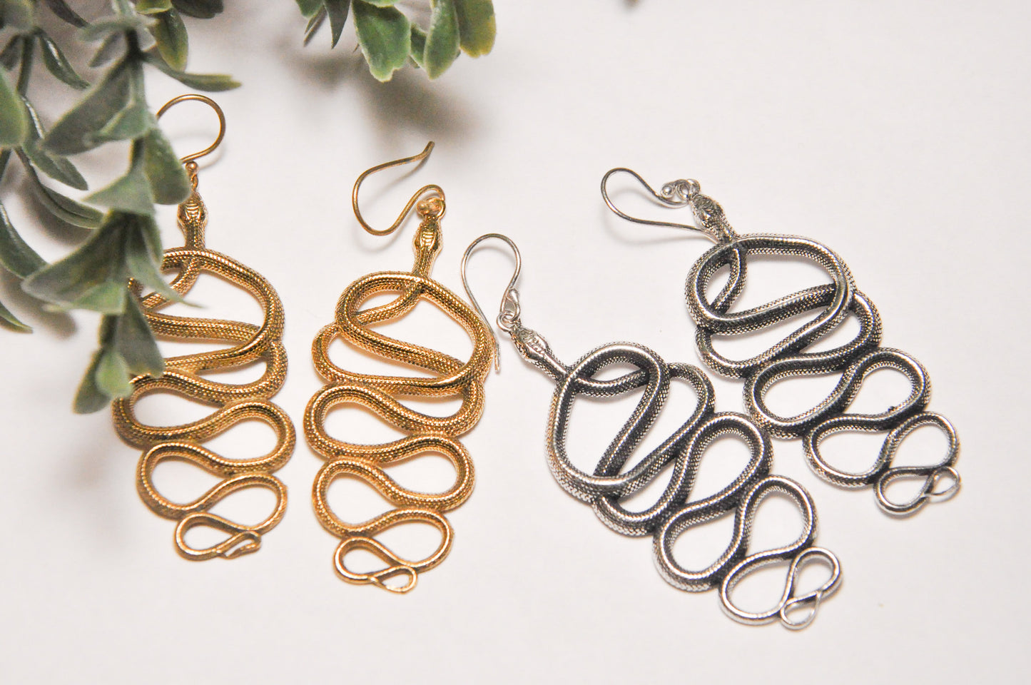 Dolly Snake Brass Dangle Earring