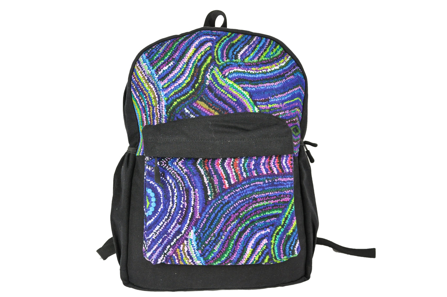 Cotton Canvas Abstract Marble Print Backpack