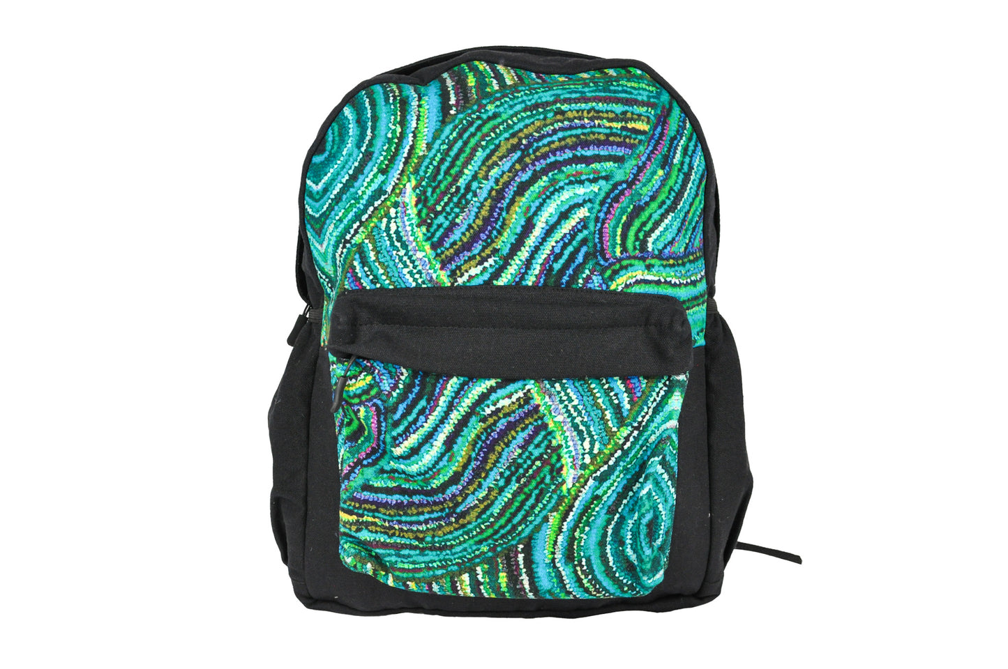 Cotton Canvas Abstract Marble Print Backpack