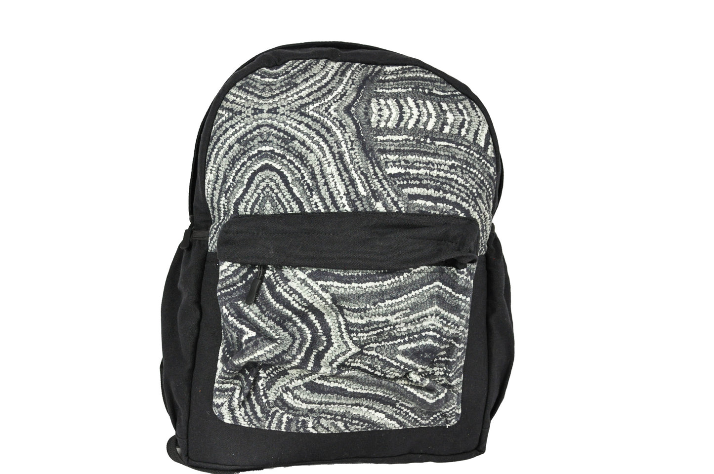 Cotton Canvas Abstract Marble Print Backpack