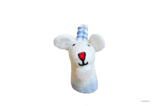 1/2 Body Mountain Goat Felt Wool Finger Puppet