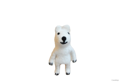 Polar Bear Felt Wool Finger Puppet