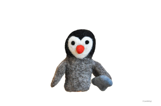 Penguin Felt Wool Finger Puppet