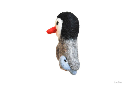 Penguin Felt Wool Finger Puppet