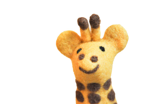 Giraffe Felt Wool Finger Puppet