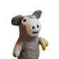 Monkey with Banana Felt Wool Finger Puppet