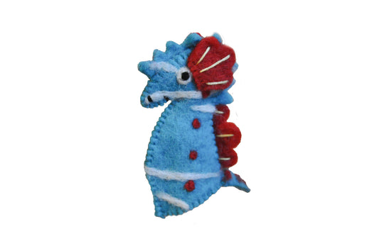 Seahorse Felt Wool Finger Puppet 