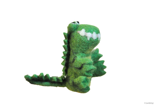 Sitting Crocodile Felt Wool Finger Puppet