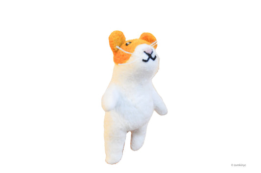 Orange Cat Felt Wool Finger Puppet