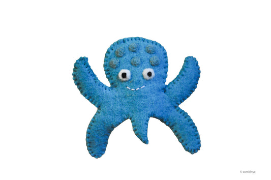 Blue Octopus Felt Finger Puppet