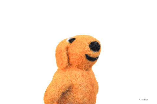 Mustard Dog Felt Wool Finger Puppet