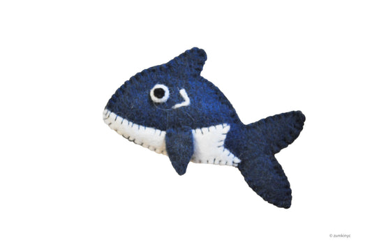 Navy Whale Felt Finger Puppet