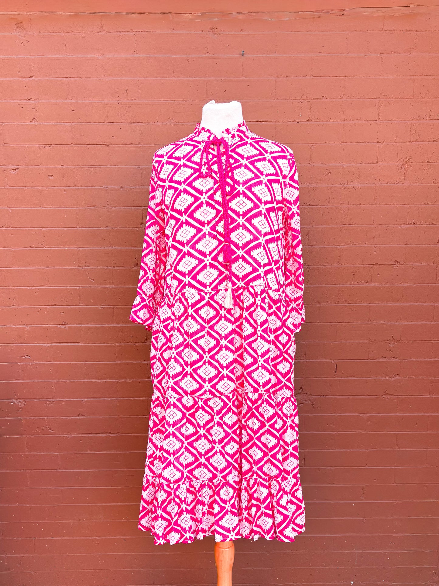 Handcrafted Cotton Midi Dress – Block Print Boho Resort Wear