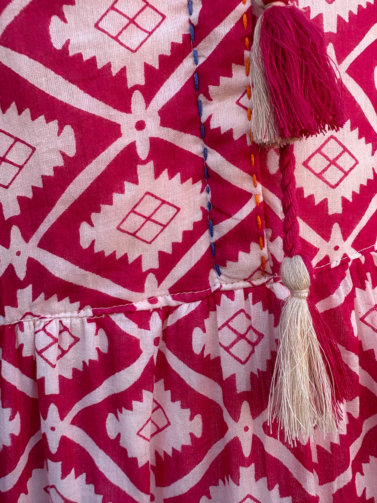 Handcrafted Cotton Midi Dress – Block Print Boho Resort Wear