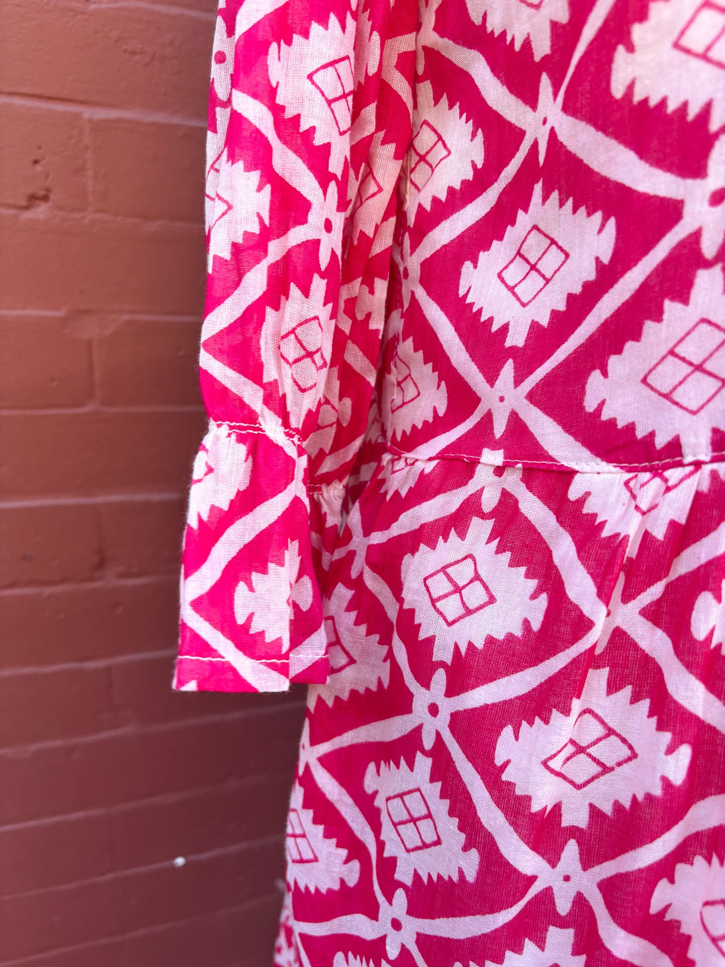 Handcrafted Cotton Midi Dress – Block Print Boho Resort Wear