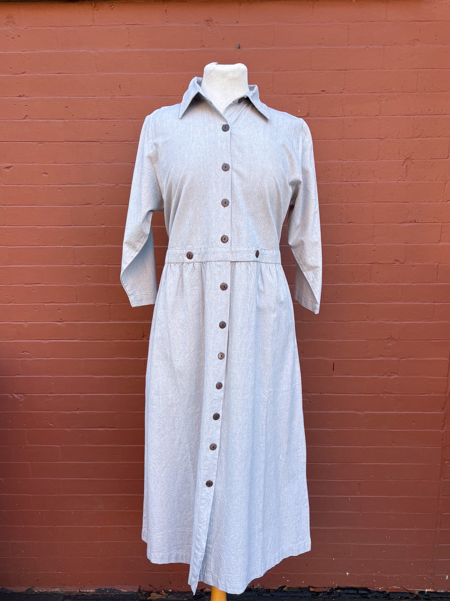 Handcrafted Cotton Button-Down Dress – Sustainable Shirt Dress & Light Jacket