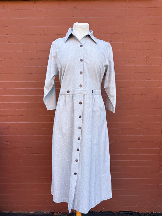 Handcrafted Cotton Button-Down Dress – Sustainable Shirt Dress & Light Jacket