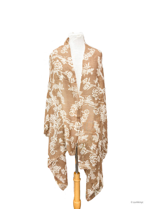 Handwoven Shelly Wool Stole – Lightweight Printed Wool Scarf from India