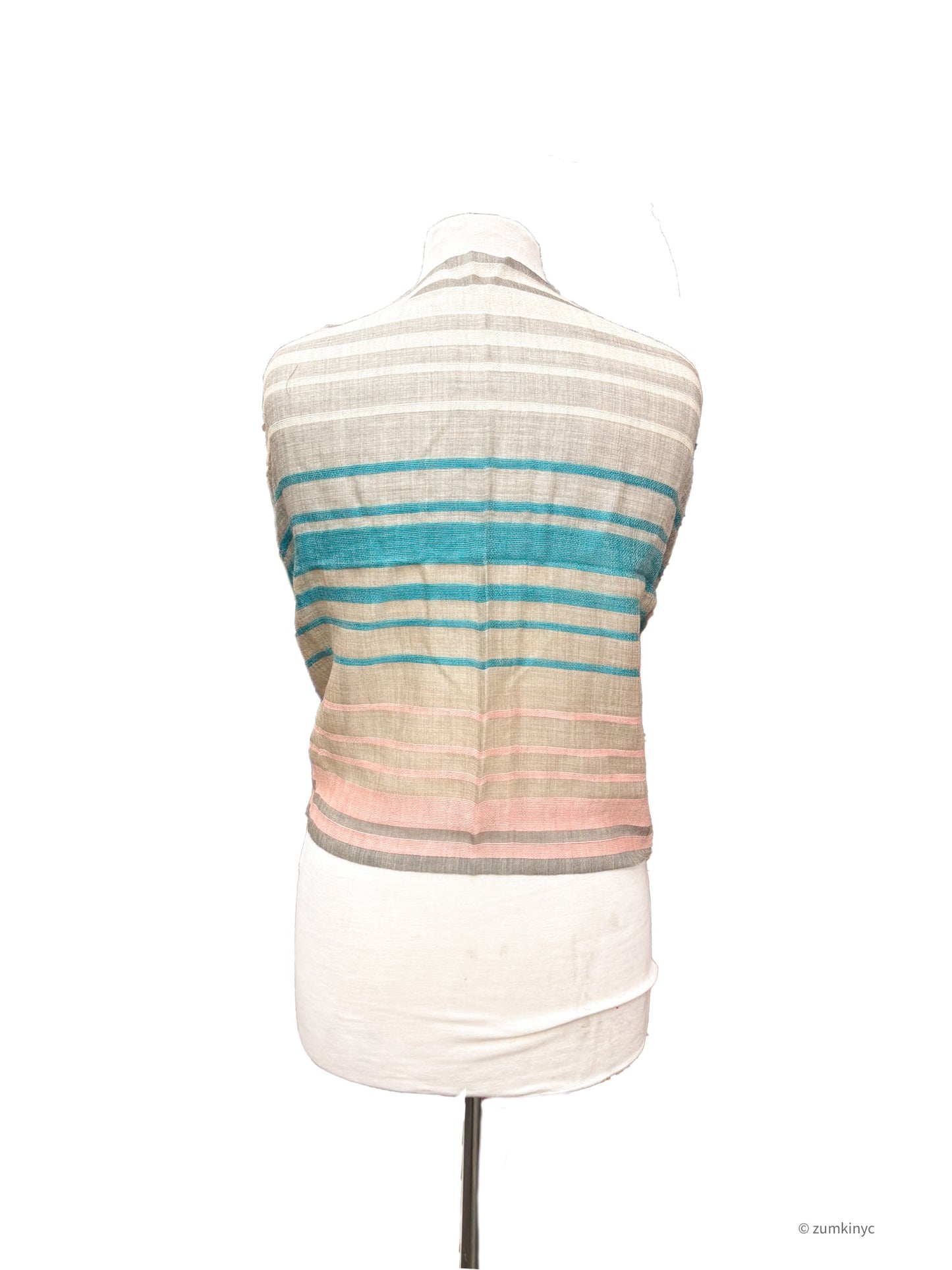 Handwoven Shelly Wool Stole – Lightweight Striped Wool Scarf from India