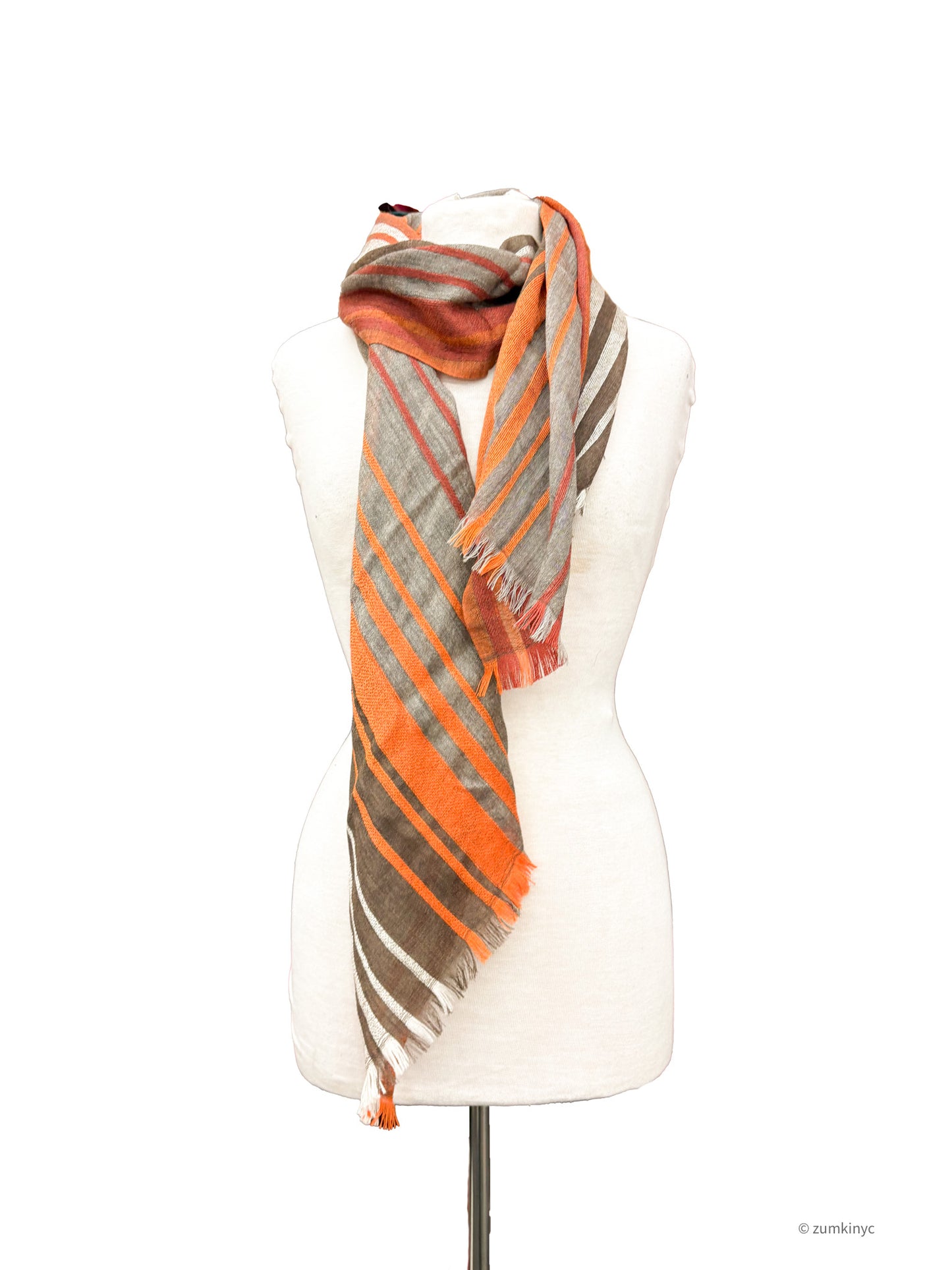 Handwoven Shelly Wool Stole – Lightweight Striped Wool Scarf from India