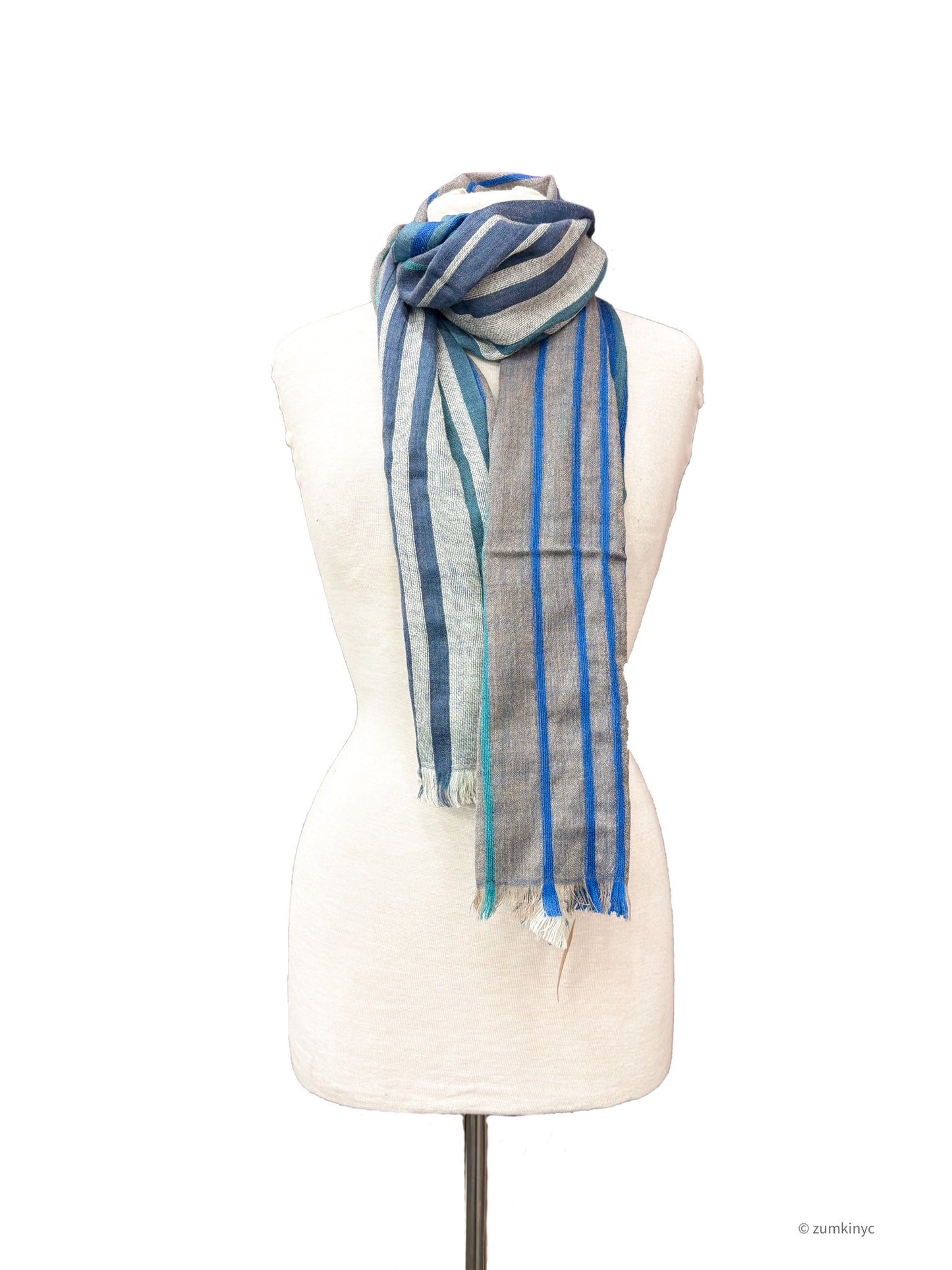 Handwoven Shelly Wool Stole – Lightweight Striped Wool Scarf from India