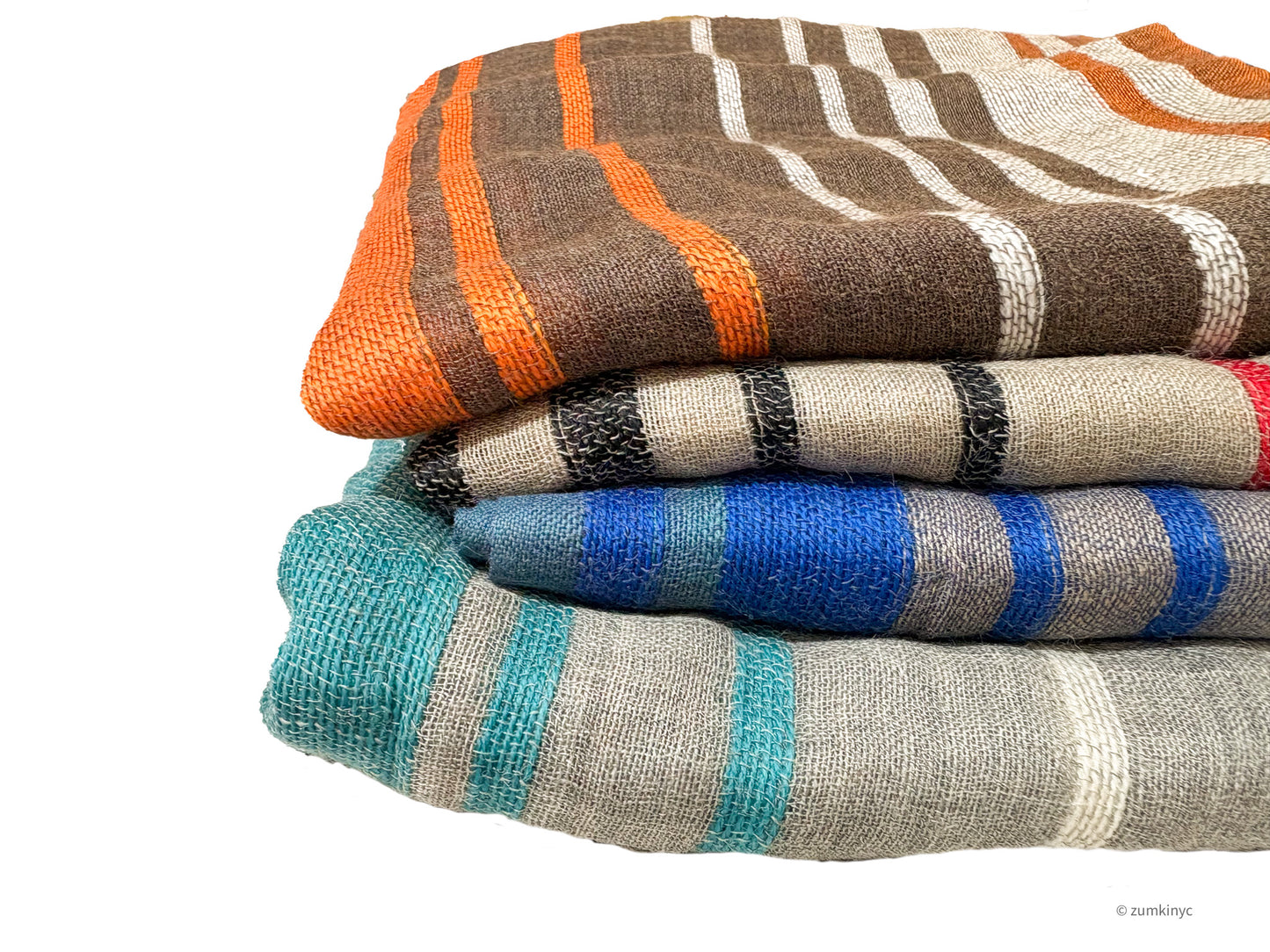 Handwoven Shelly Wool Stole – Lightweight Striped Wool Scarf from India
