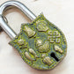 Antique-Style Brass Padlock with Tibetan Eight Auspicious Symbols – Handmade Decorative Lock from India