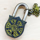 Antique-Style Brass Padlock with Tibetan Eight Auspicious Symbols – Handmade Decorative Lock from India