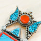 Turquoise & Coral Inlay Tibetan Pendant – Handmade in Nepal