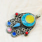 Turquoise Hamsa Hand Pendant with Amber & Coral – Tibetan Style Jewelry