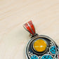 Turquoise & Coral Hamsa Pendant with Amber Accent – Handmade in Nepal