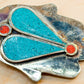 Turquoise & Coral Hamsa Pendant with Amber Accent – Handmade in Nepal