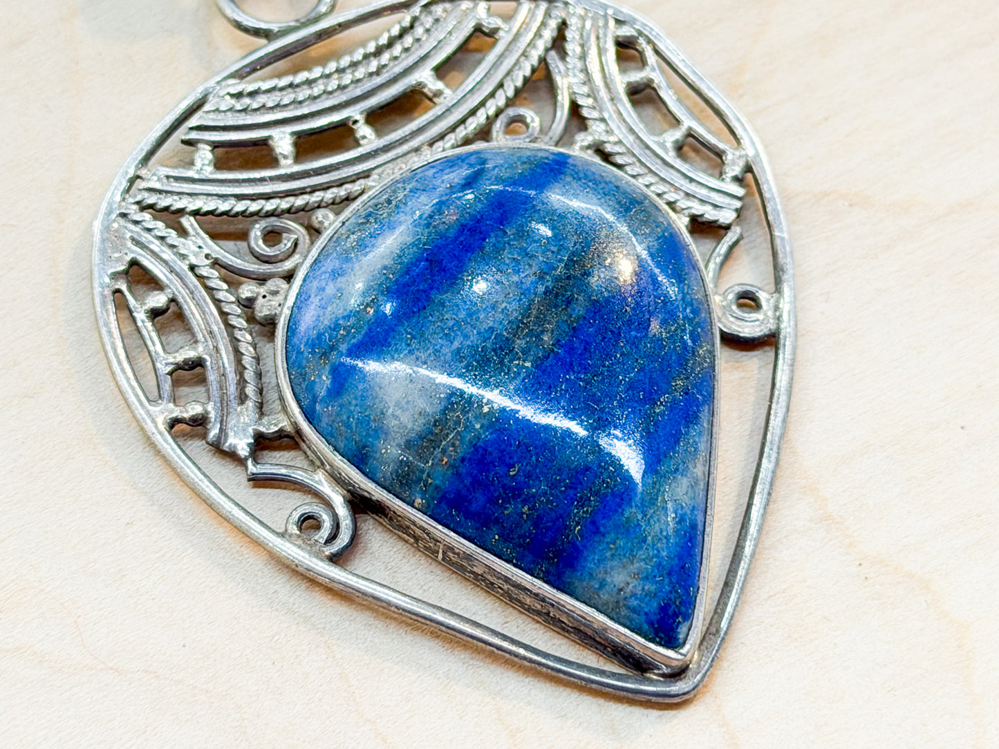 Sterling Silver Lapis Lazuli Teardrop Pendant – Handcrafted in India