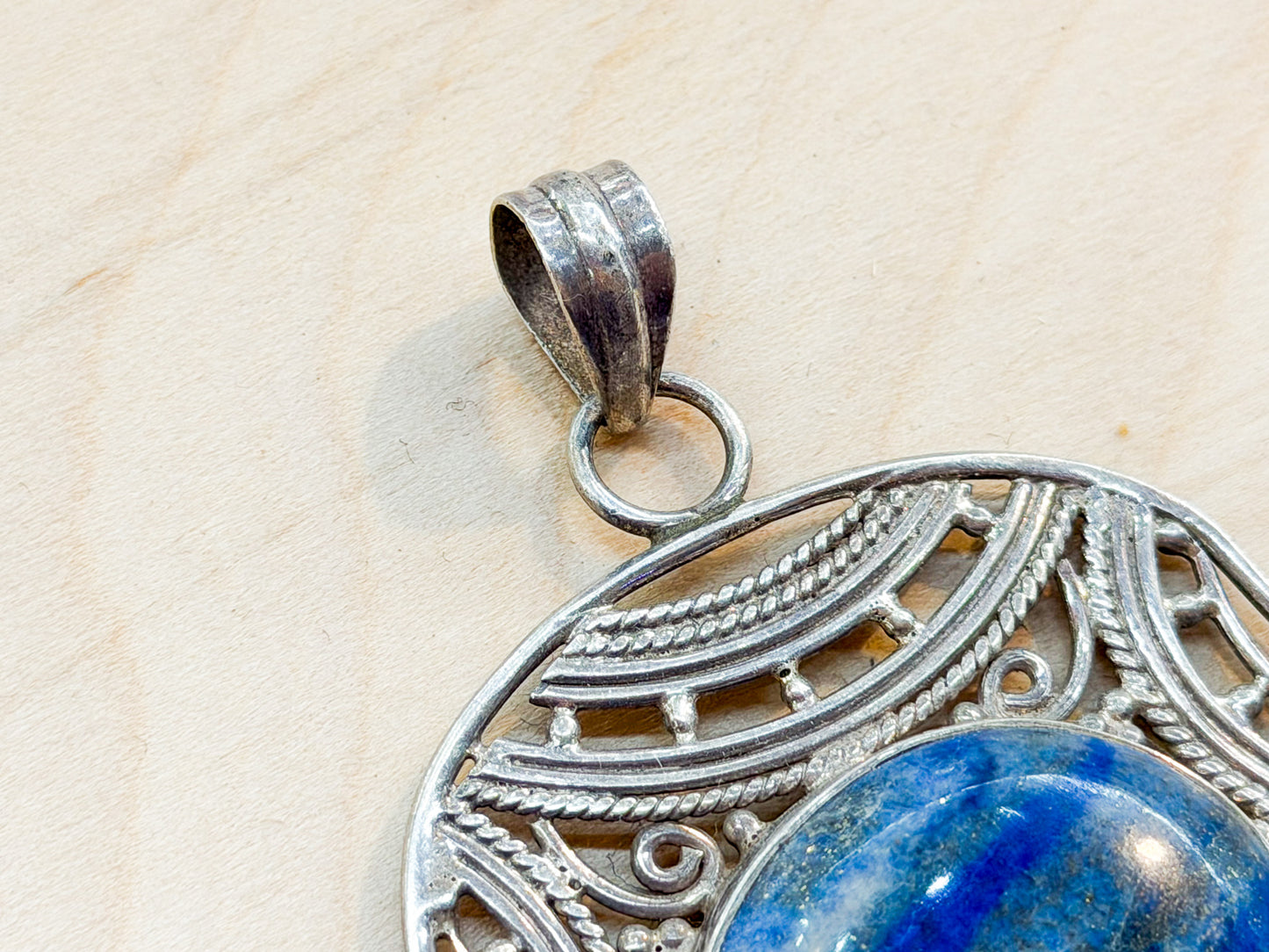 Sterling Silver Lapis Lazuli Teardrop Pendant – Handcrafted in India
