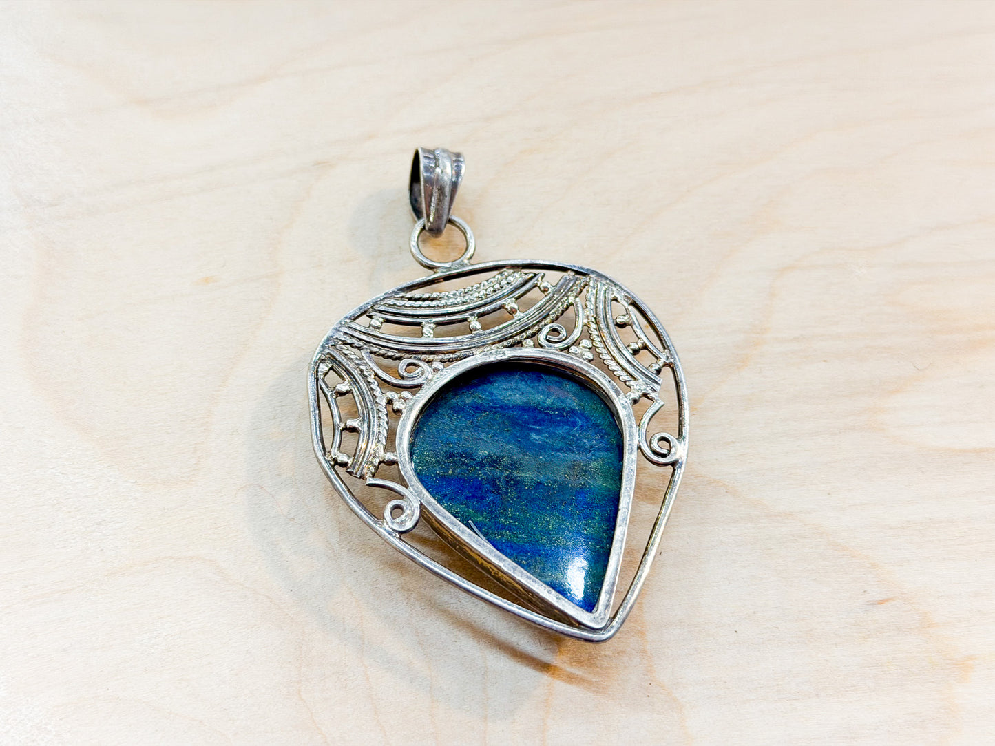 Sterling Silver Lapis Lazuli Teardrop Pendant – Handcrafted in India