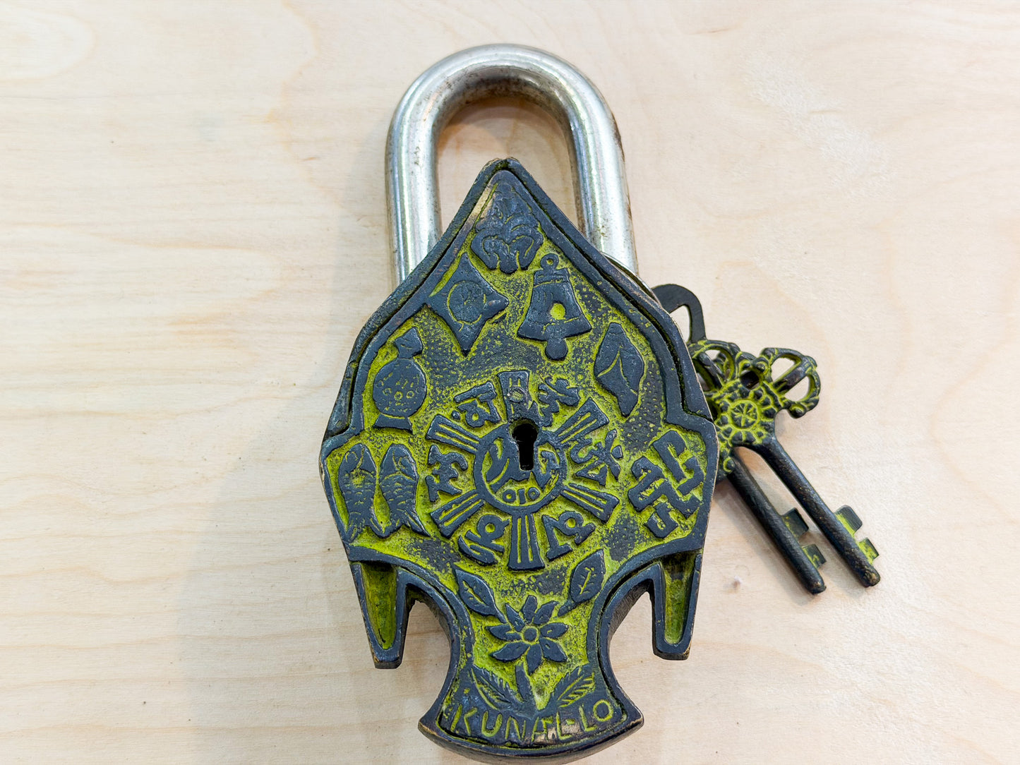 Buddha Head Brass Padlock – Handmade Spiritual Lock from Nepal