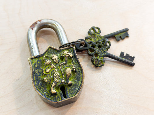 Hanuman Brass Padlock – Handmade Guardian Lock of Strength & Protection