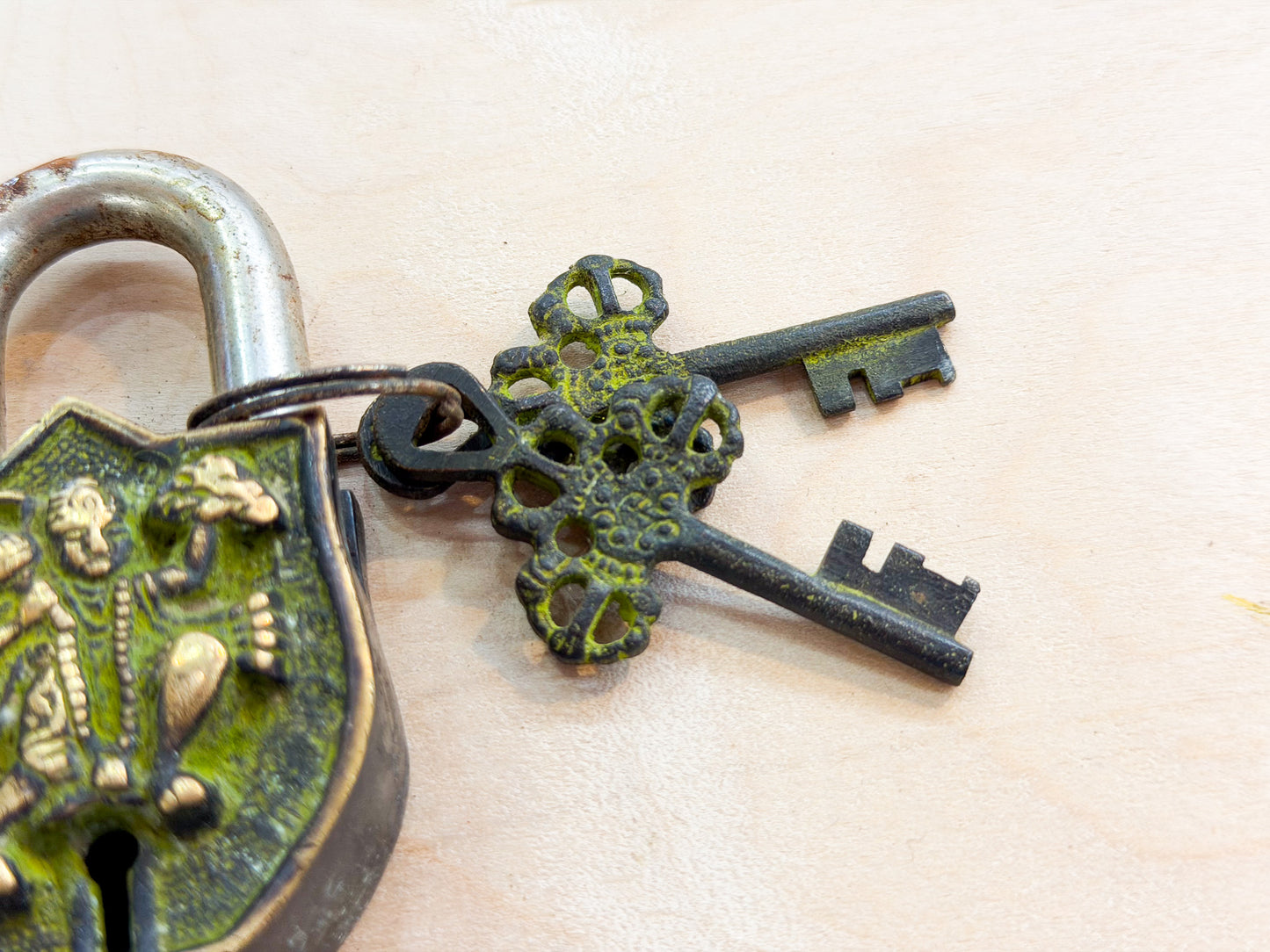 Hanuman Brass Padlock – Handmade Guardian Lock of Strength & Protection